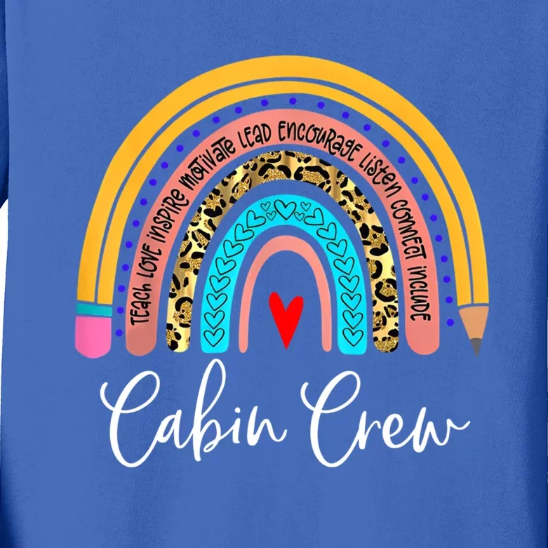 Funny Cabin Crew Rainbow Leopard Travel And Tourism Work Funny Gift Kids Long Sleeve Shirt