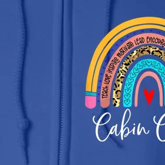 Funny Cabin Crew Rainbow Leopard Travel And Tourism Work Funny Gift Full Zip Hoodie