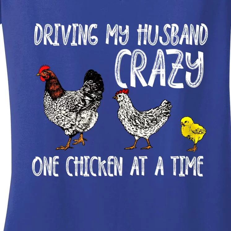 Funny Crazy Chicken Lady Gift For Fowl Animal Lover Gift Women's V-Neck T-Shirt