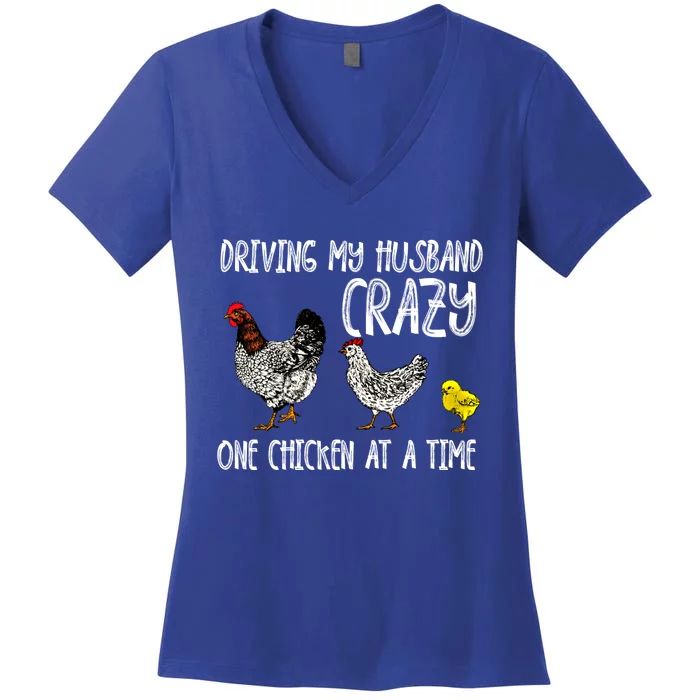 Funny Crazy Chicken Lady Gift For Fowl Animal Lover Gift Women's V-Neck T-Shirt