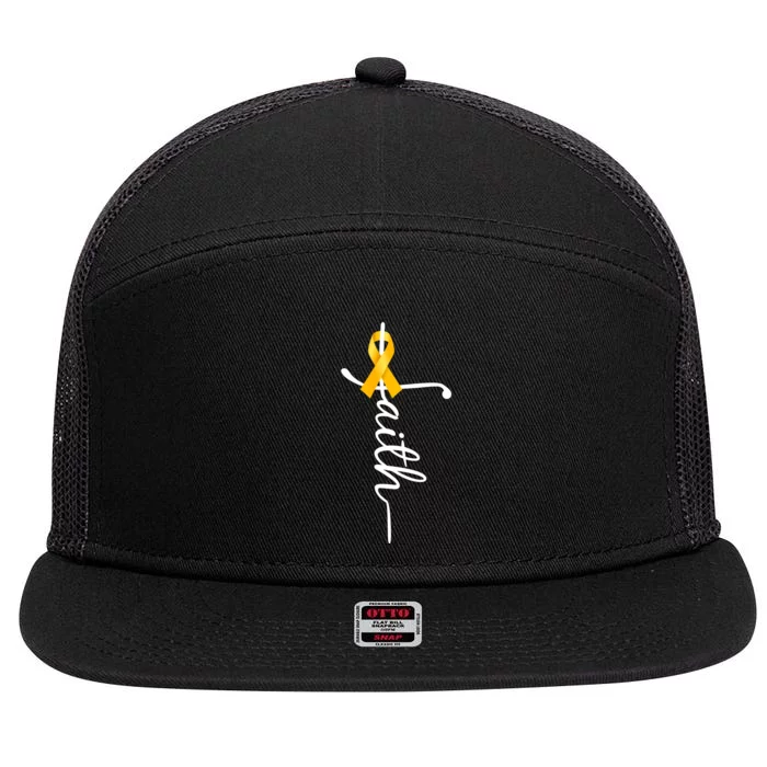 Fath Childhood Cancer Awareness 7 Panel Mesh Trucker Snapback Hat