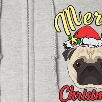 Funny Cute Christmas Pug Full Zip Hoodie