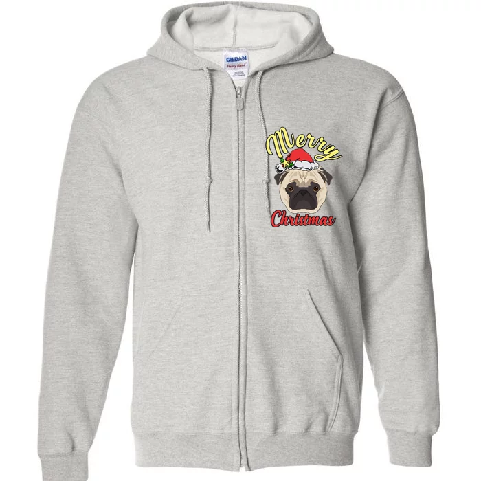 Funny Cute Christmas Pug Full Zip Hoodie