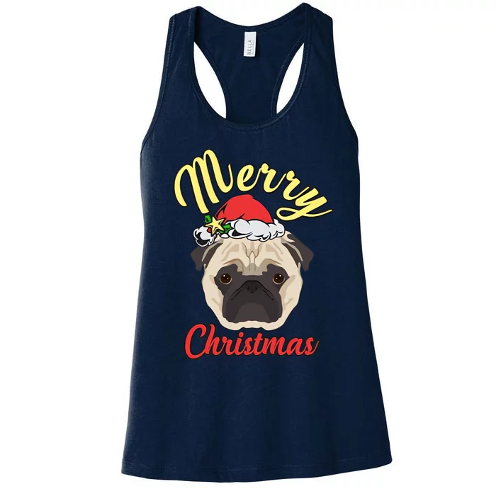 Funny Cute Christmas Pug Women's Racerback Tank