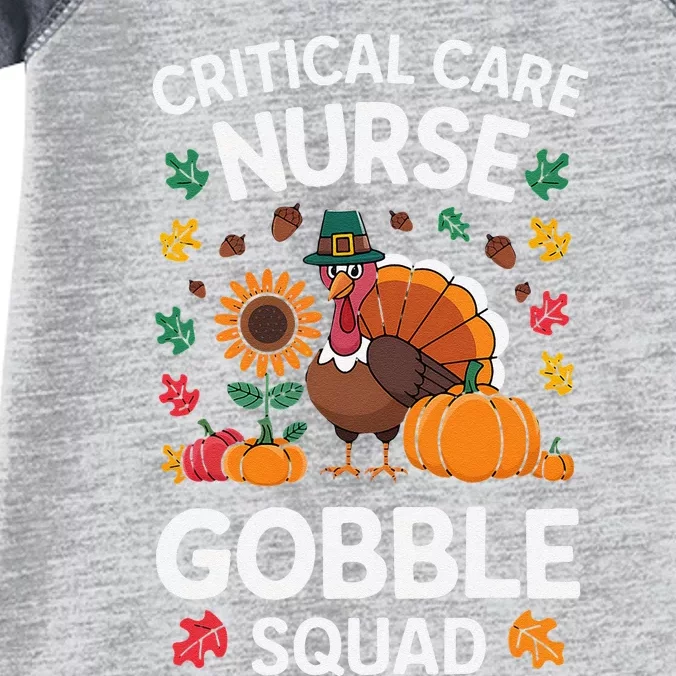 Funny Critical Care Nurese Gobble Squad Thanksgiving Fall Infant Baby Jersey Bodysuit