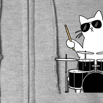 Funny Cat, Cat Drummer Tee, Funny Cat Drum Kit Full Zip Hoodie