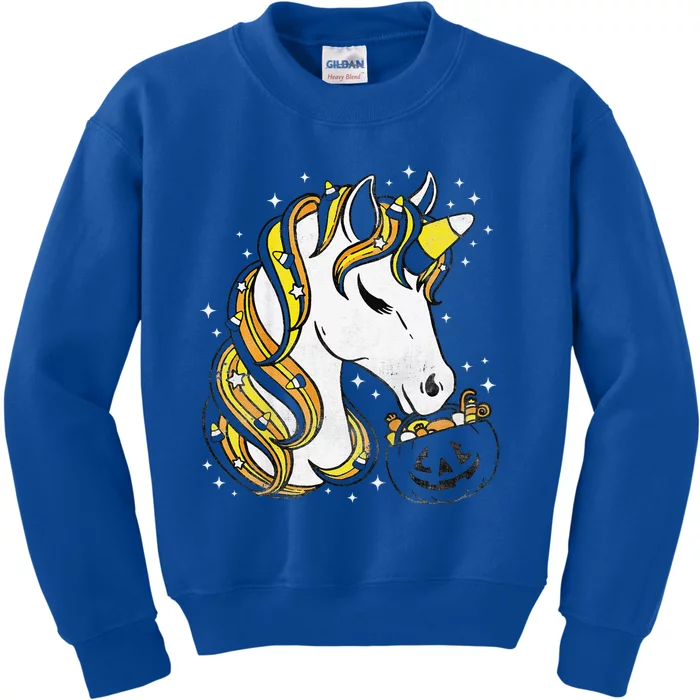 Funny Cute Candy Corn Unicorn Halloween Kids Sweatshirt