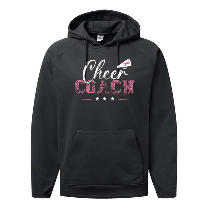 Football Cheer Coach Ribbon Breast Cancer Awareness Performance Fleece Hoodie