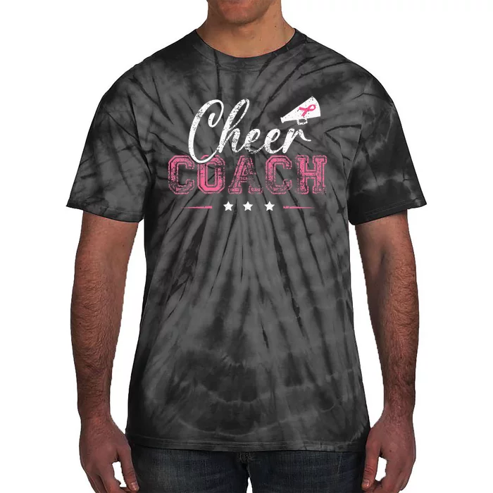 Football Cheer Coach Ribbon Breast Cancer Awareness Tie-Dye T-Shirt