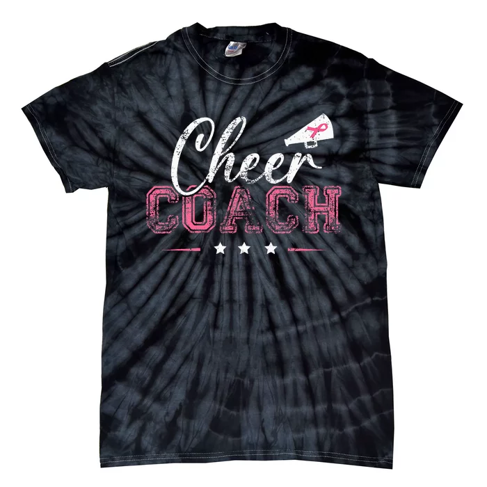 Football Cheer Coach Ribbon Breast Cancer Awareness Tie-Dye T-Shirt