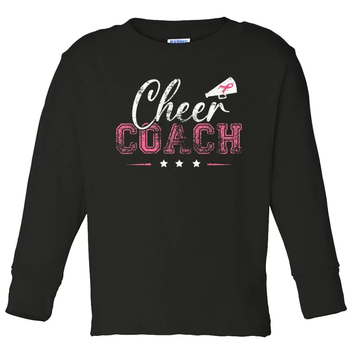 Football Cheer Coach Ribbon Breast Cancer Awareness Toddler Long Sleeve Shirt