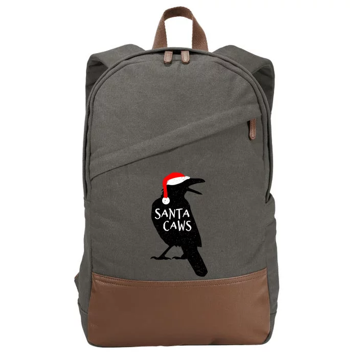 Funny Crow Christmas Festive Santa Caws Black Bird Cute Gift Cotton Canvas Backpack