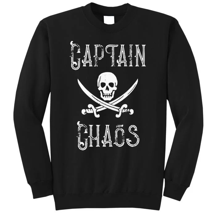 Funny Captain Chaos Retro Pirate Pontoon Boating Tall Sweatshirt