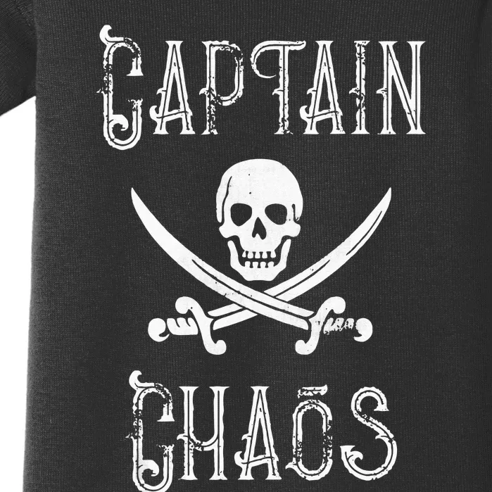 Funny Captain Chaos Retro Pirate Pontoon Boating Baby Bodysuit