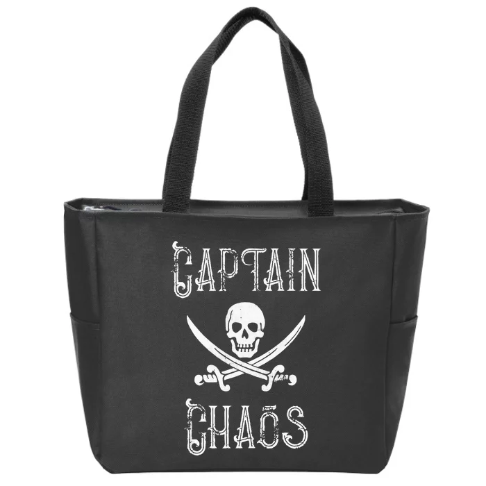 Funny Captain Chaos Retro Pirate Pontoon Boating Zip Tote Bag