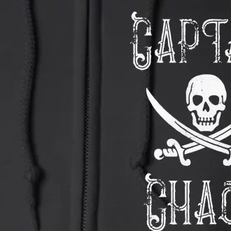 Funny Captain Chaos Retro Pirate Pontoon Boating Full Zip Hoodie