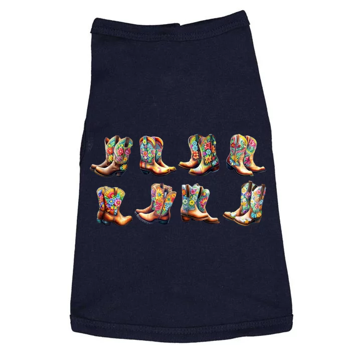 Floral Cowboy Cowgirl Boots Doggie Tank