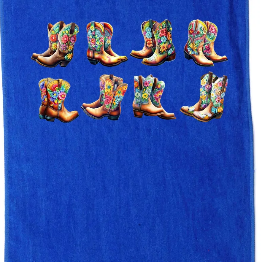 Floral Cowboy Cowgirl Boots Platinum Collection Golf Towel