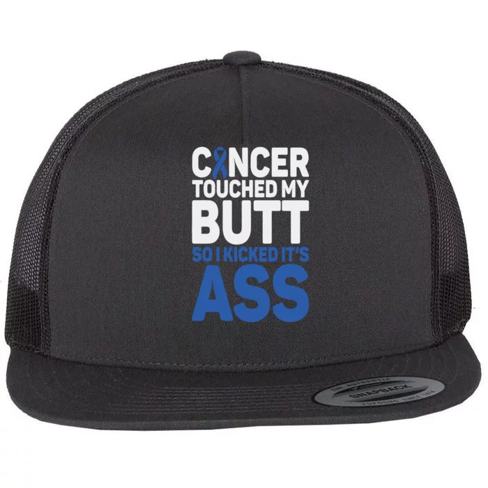 Funny Colon Cancer Survivor Cancer Awareness Ribbon Flat Bill Trucker Hat