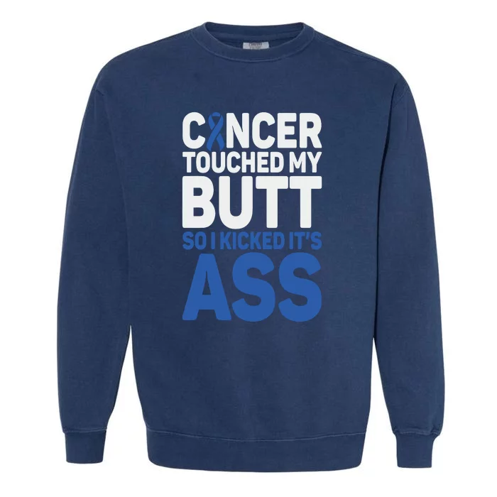 Funny Colon Cancer Survivor Cancer Awareness Ribbon Garment-Dyed Sweatshirt