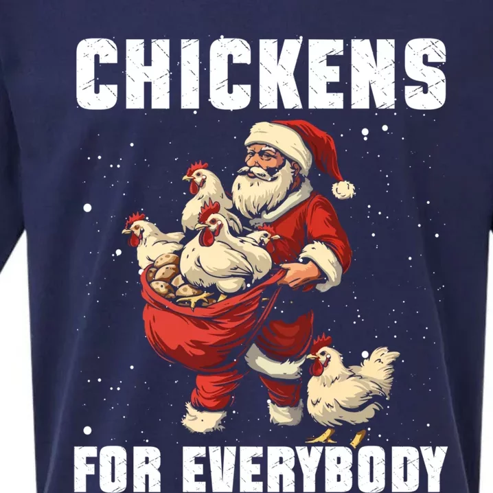 Funny Chicken Christmas Chicken Lover Xmas Day Santa Claus Gift Sueded Cloud Jersey T-Shirt