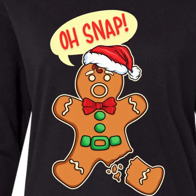 Funny Christmas Cookie Cookies OH SNAP Gingerbread Man Womens Cotton Relaxed Long Sleeve T-Shirt