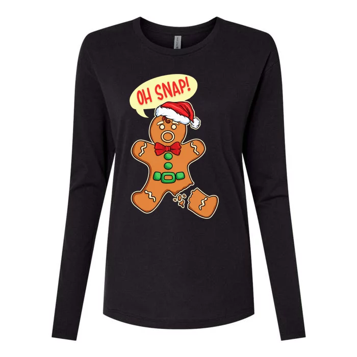 Funny Christmas Cookie Cookies OH SNAP Gingerbread Man Womens Cotton Relaxed Long Sleeve T-Shirt