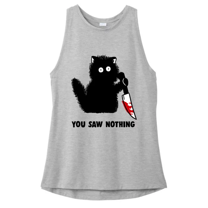 Funny Cat Cat Lovers You Saw Nothing Ladies Tri-Blend Wicking Tank