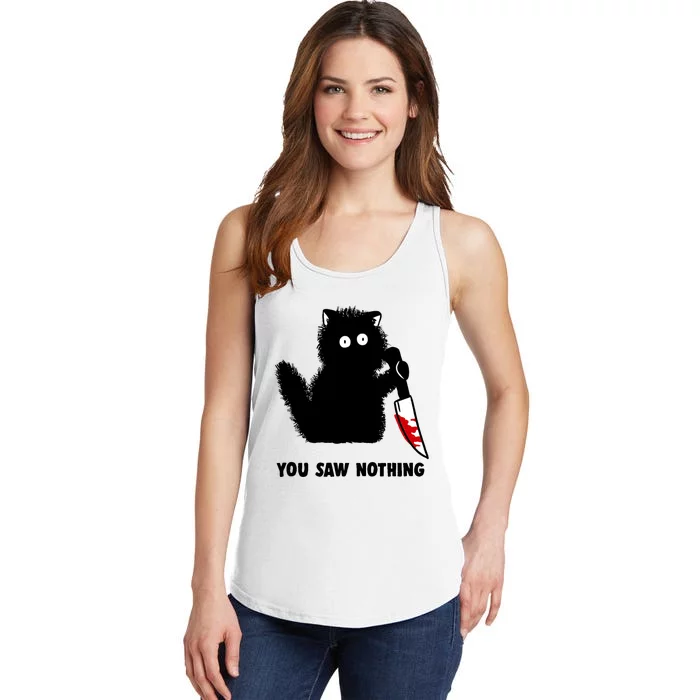 Funny Cat Cat Lovers You Saw Nothing Ladies Essential Tank