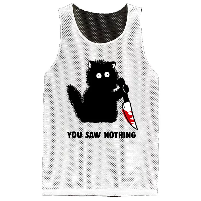 Funny Cat Cat Lovers You Saw Nothing Mesh Reversible Basketball Jersey Tank