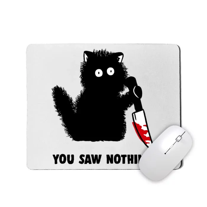 Funny Cat Cat Lovers You Saw Nothing Mousepad