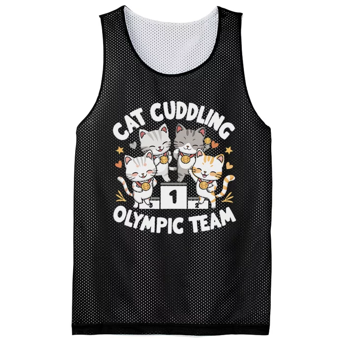 Funny Cat Cuddling Team Cool Design Mesh Reversible Basketball Jersey Tank