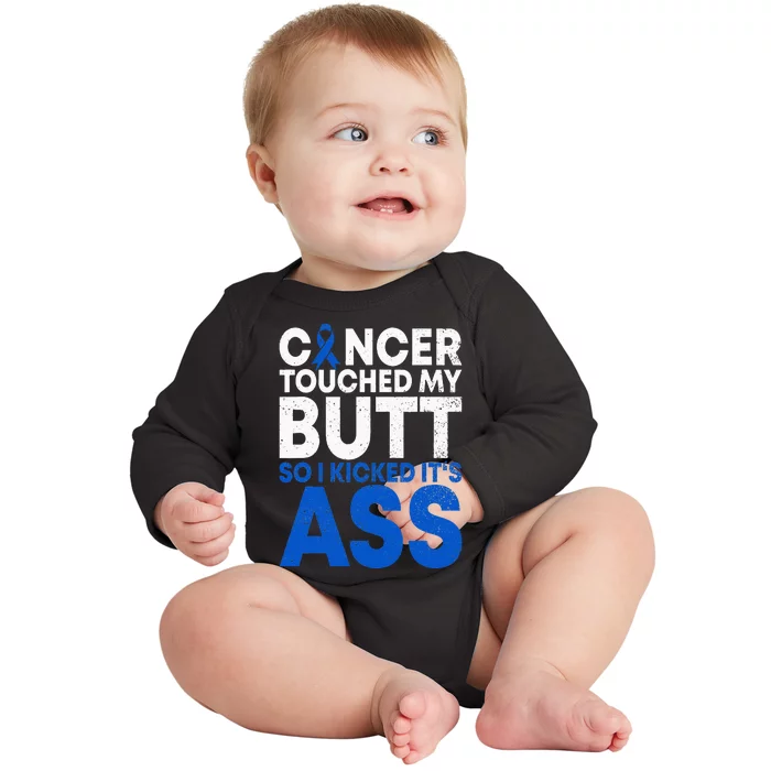 Funny Colon Cancer Survivor Cancer Awareness Ribbon Baby Long Sleeve Bodysuit