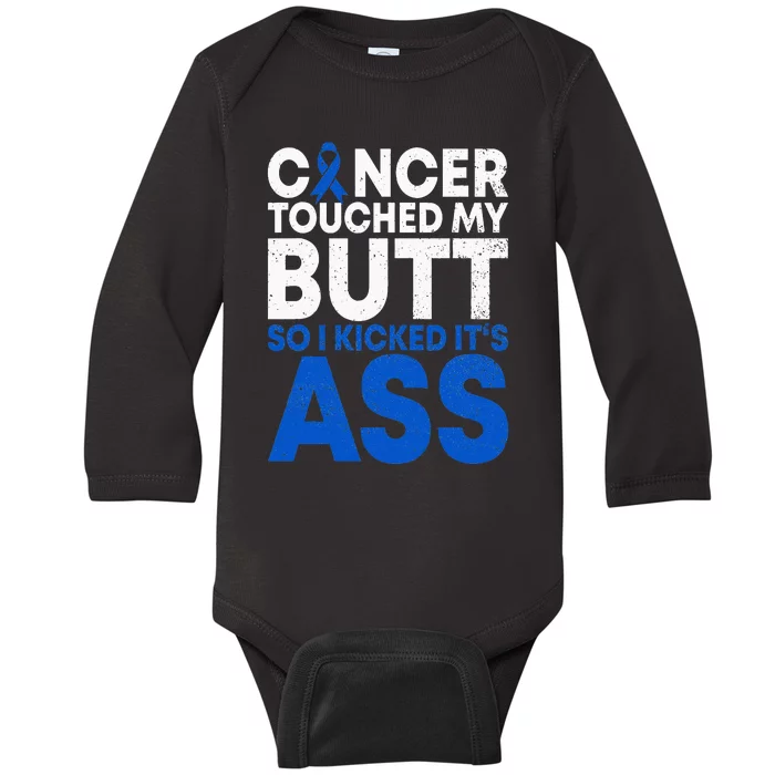 Funny Colon Cancer Survivor Cancer Awareness Ribbon Baby Long Sleeve Bodysuit