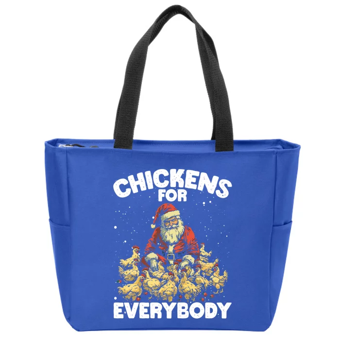 Funny Chicken Christmas Chicken Lover Xmas Day Santa Claus Great Gift Zip Tote Bag