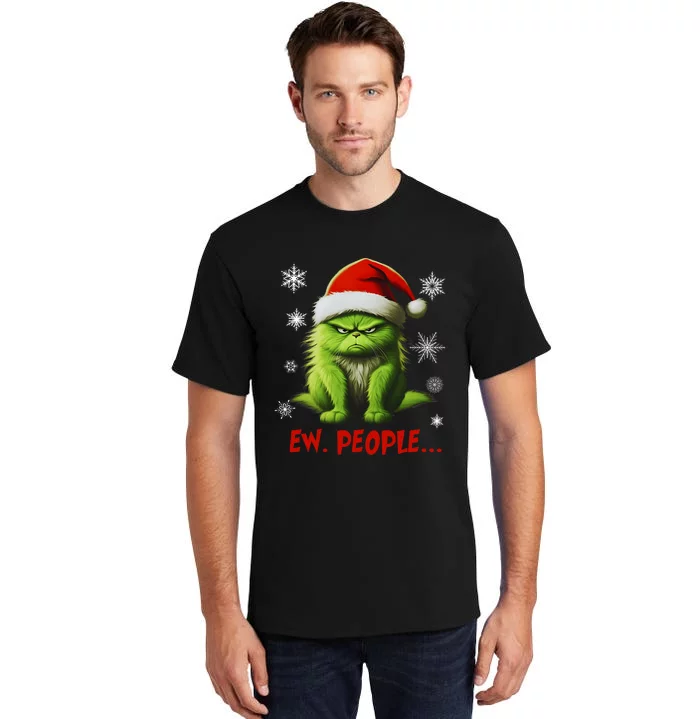 Funny Christmas Cat Ew People Meowy Cat Lovers Tall T-Shirt