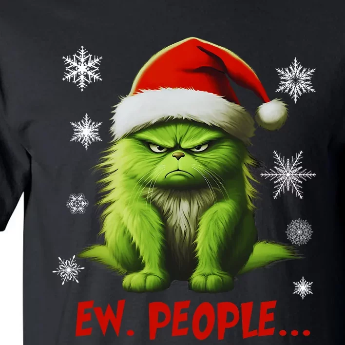 Funny Christmas Cat Ew People Meowy Cat Lovers Tall T-Shirt