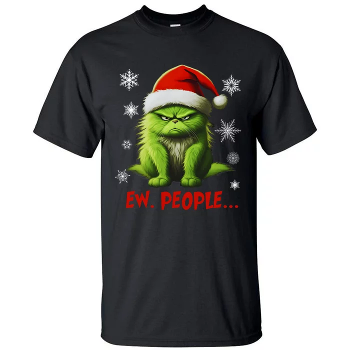 Funny Christmas Cat Ew People Meowy Cat Lovers Tall T-Shirt