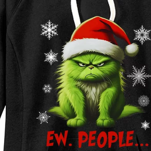 Funny Christmas Cat Ew People Meowy Cat Lovers Women's Fleece Hoodie