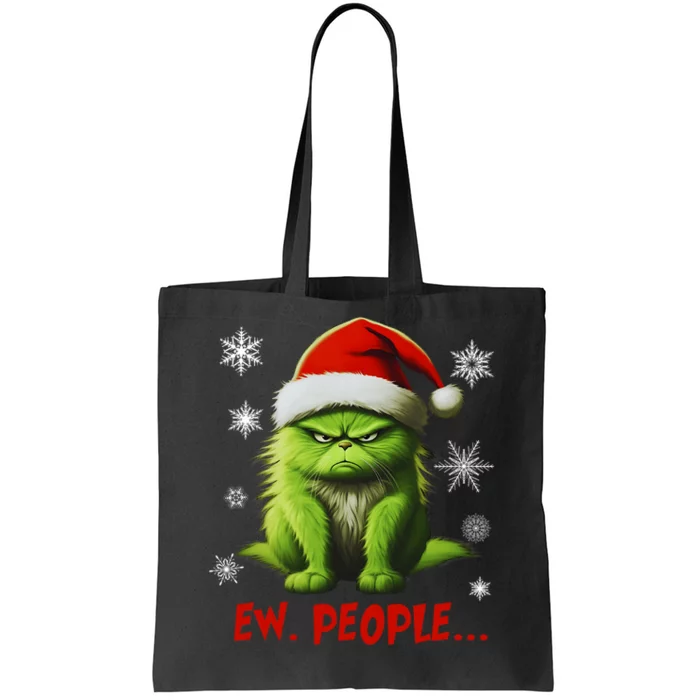 Funny Christmas Cat Ew People Meowy Cat Lovers Tote Bag