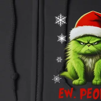 Funny Christmas Cat Ew People Meowy Cat Lovers Full Zip Hoodie