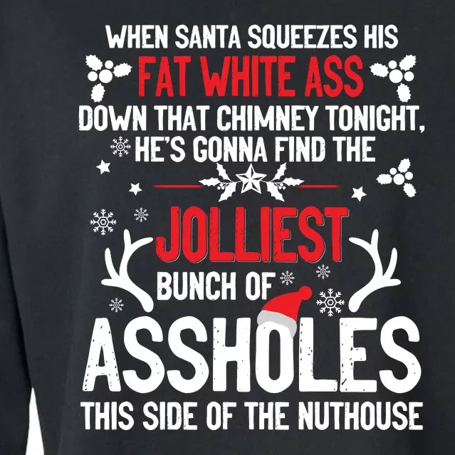 Funny Costume Christmas Jolliest Bunch Of A Holes Fun Sarcastic Xmas Cropped Pullover Crew