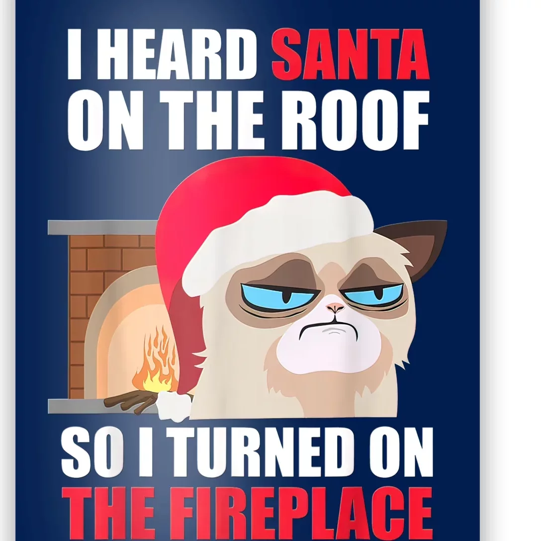 Funny Christmas Cat Hates Santa Grumpy Annoyed Cats Poster