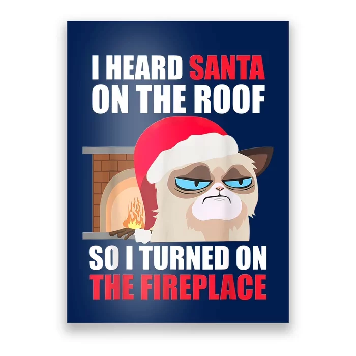 Funny Christmas Cat Hates Santa Grumpy Annoyed Cats Poster