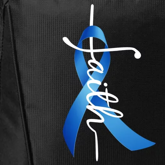 Faith Colon Cancer Cross Ribbon City Backpack