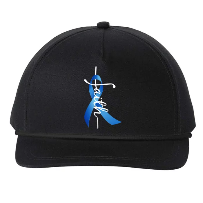 Faith Colon Cancer Cross Ribbon Snapback Five-Panel Rope Hat