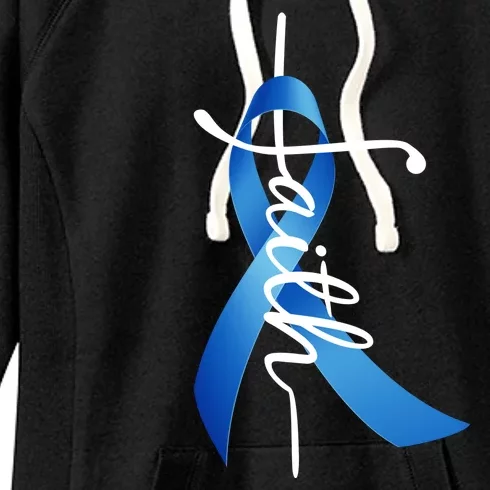 Faith Colon Cancer Cross Ribbon Women's Fleece Hoodie