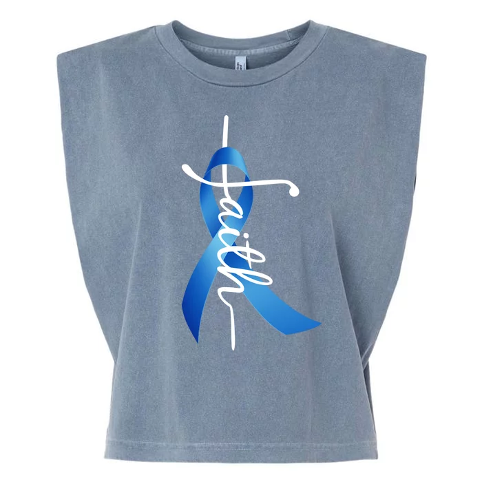 Faith Colon Cancer Cross Ribbon Garment-Dyed Women's Muscle Tee