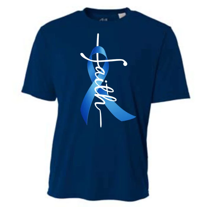 Faith Colon Cancer Cross Ribbon Cooling Performance Crew T-Shirt