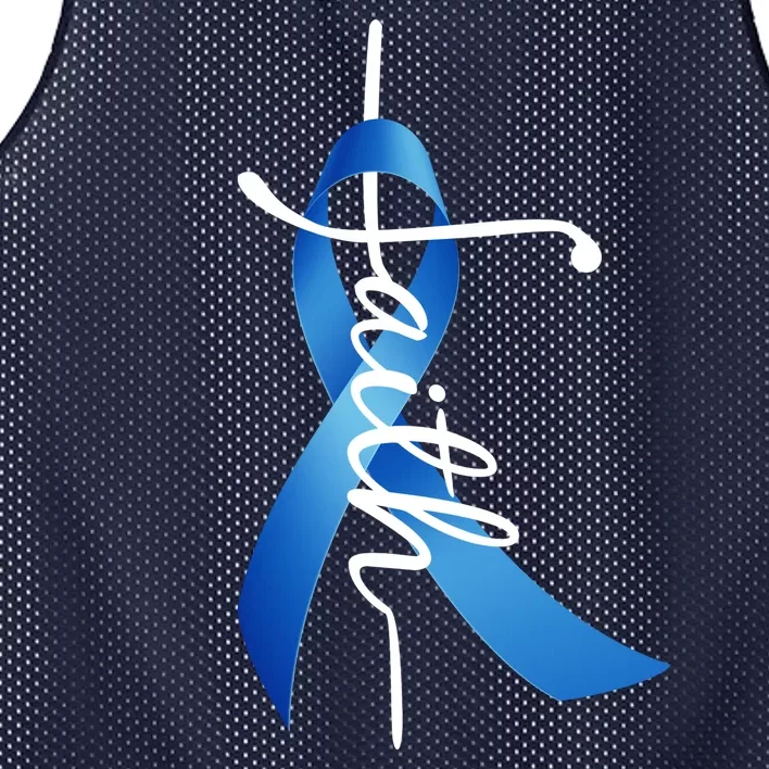 Faith Colon Cancer Cross Ribbon Mesh Reversible Basketball Jersey Tank